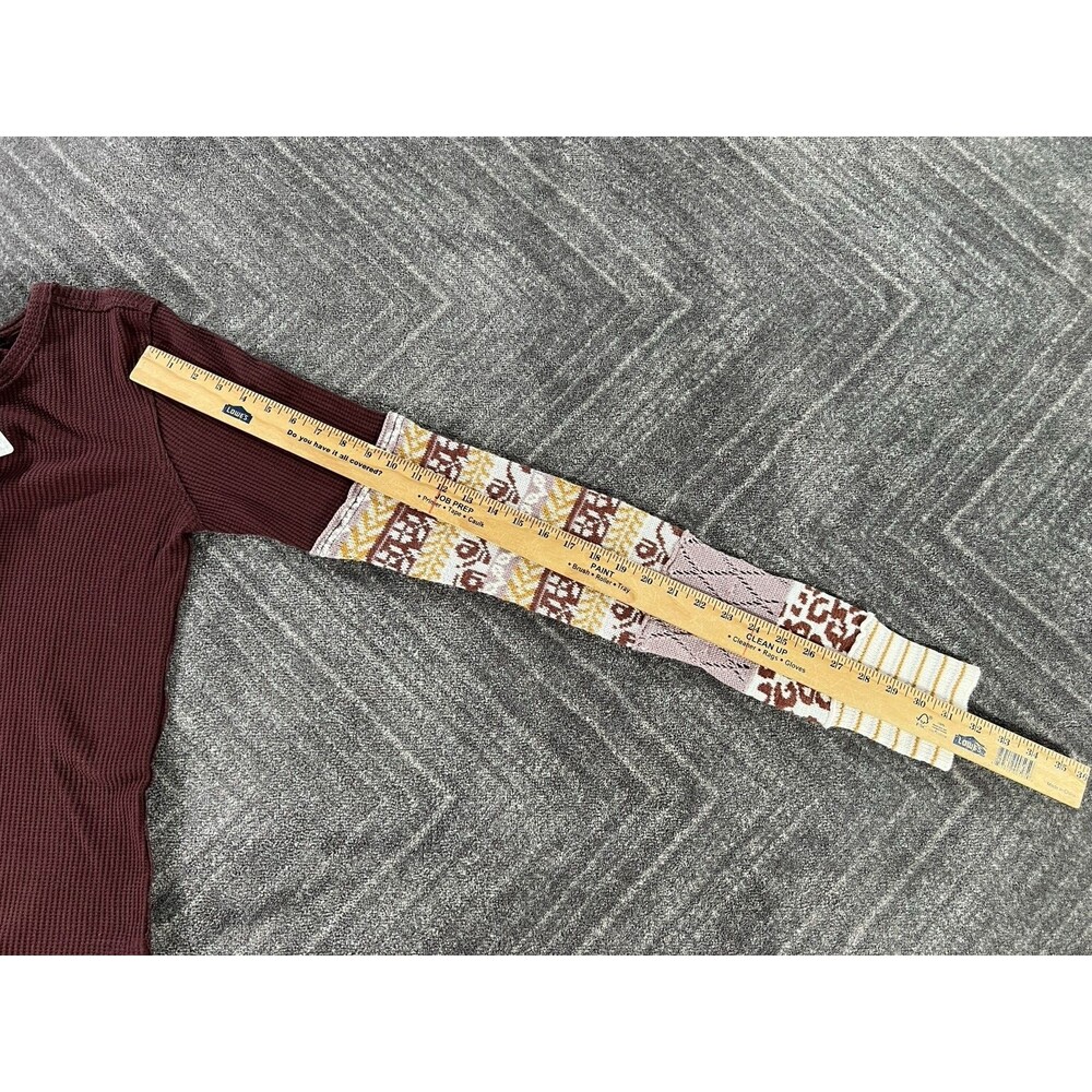 Free People We The Free All In Cuff Top In Chocolate Combo Thermal NWT Large - Picture 12 of 13